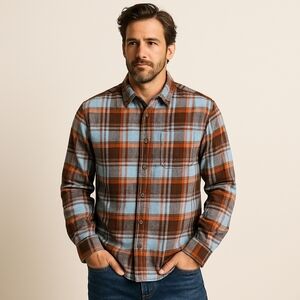 Eddie Bauer Men’s Plaid Flannel Shirt L Classic Fit 90s Grunge‎ Workwear Style